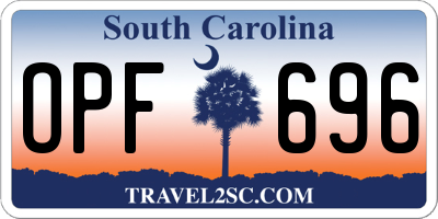 SC license plate OPF696