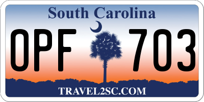 SC license plate OPF703