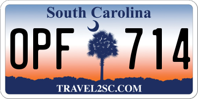 SC license plate OPF714