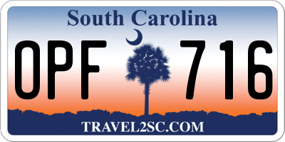 SC license plate OPF716
