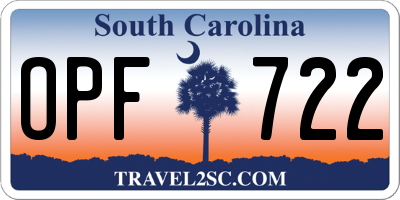 SC license plate OPF722
