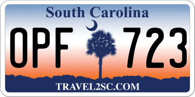 SC license plate OPF723