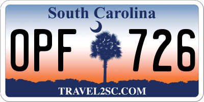 SC license plate OPF726