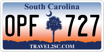 SC license plate OPF727