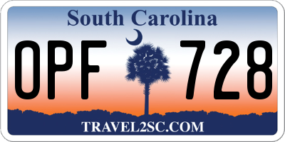 SC license plate OPF728