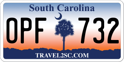 SC license plate OPF732