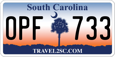 SC license plate OPF733