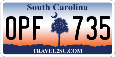 SC license plate OPF735