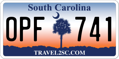SC license plate OPF741
