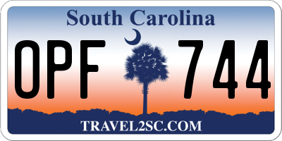 SC license plate OPF744