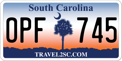 SC license plate OPF745