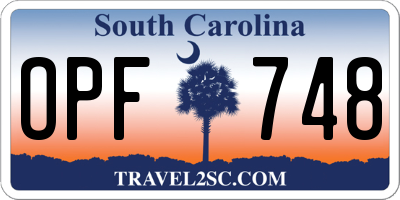 SC license plate OPF748