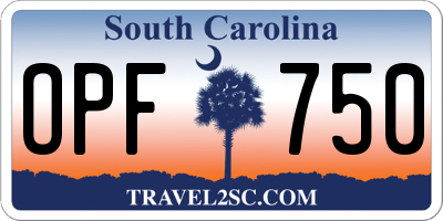 SC license plate OPF750