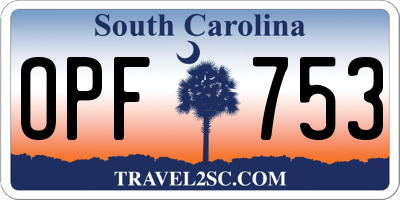 SC license plate OPF753
