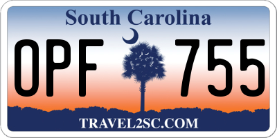SC license plate OPF755