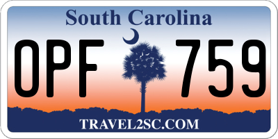 SC license plate OPF759