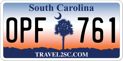 SC license plate OPF761