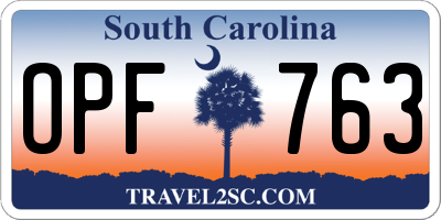 SC license plate OPF763