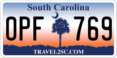SC license plate OPF769