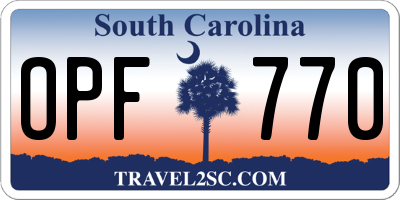 SC license plate OPF770