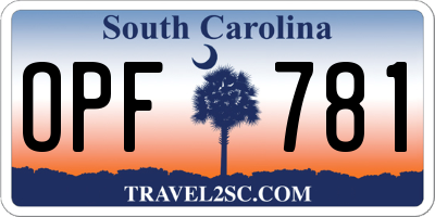 SC license plate OPF781