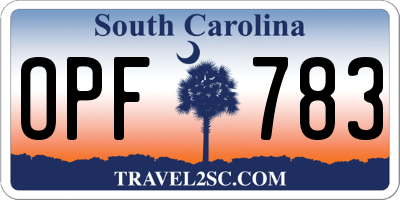 SC license plate OPF783