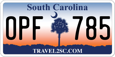 SC license plate OPF785