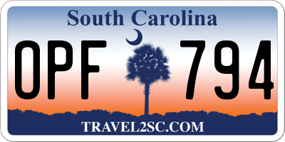 SC license plate OPF794