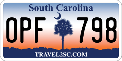 SC license plate OPF798