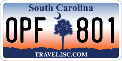 SC license plate OPF801