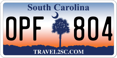 SC license plate OPF804