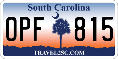 SC license plate OPF815