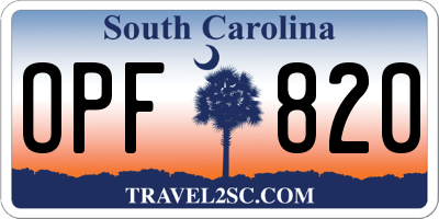 SC license plate OPF820