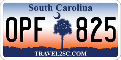 SC license plate OPF825