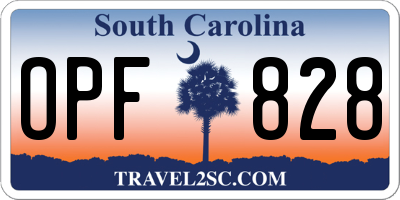 SC license plate OPF828