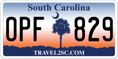 SC license plate OPF829