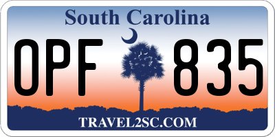 SC license plate OPF835