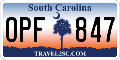 SC license plate OPF847