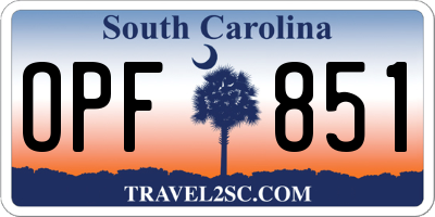 SC license plate OPF851