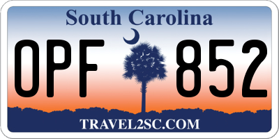 SC license plate OPF852