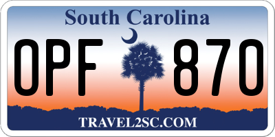 SC license plate OPF870
