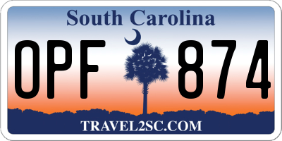 SC license plate OPF874