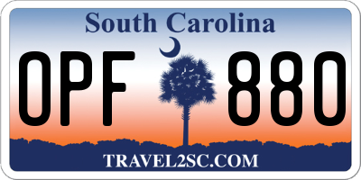 SC license plate OPF880