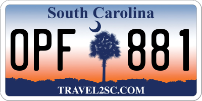SC license plate OPF881