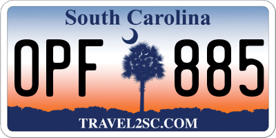 SC license plate OPF885