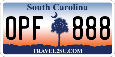 SC license plate OPF888