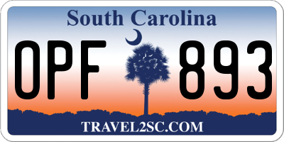 SC license plate OPF893