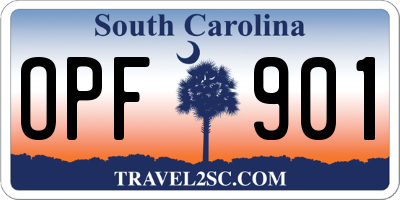 SC license plate OPF901