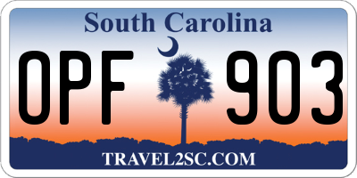 SC license plate OPF903