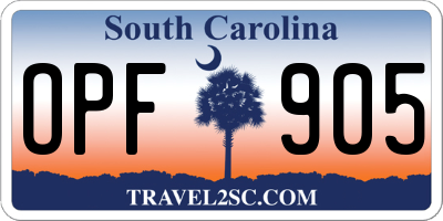 SC license plate OPF905